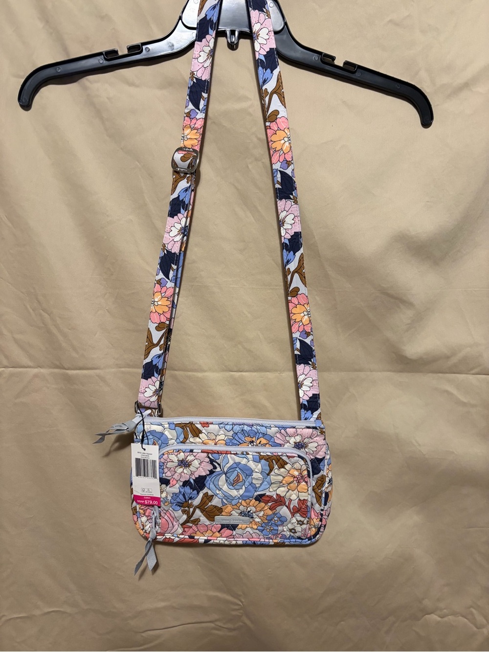 Vera Bradley Floral Quilted Crossbody in Blue, Pink & Brown